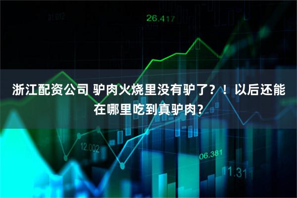浙江配资公司 驴肉火烧里没有驴了？！以后还能在哪里吃到真驴肉？